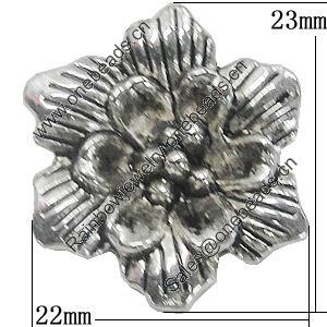 Pendant, Zinc Alloy Jewelry Findings, Flower 22x23mm, Sold by Bag