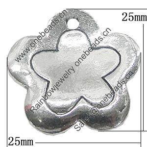 Pendant, Zinc Alloy Jewelry Findings, Flower 25x25mm, Sold by Bag