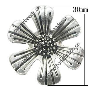 Pendant, Zinc Alloy Jewelry Findings, Flower 30mm, Sold by Bag