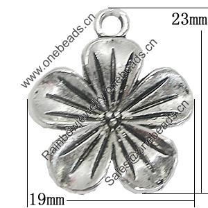 Pendant, Zinc Alloy Jewelry Findings, Flower 19x23mm, Sold by Bag