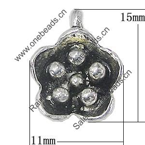 Pendant, Zinc Alloy Jewelry Findings, Flower 11x15mm, Sold by Bag