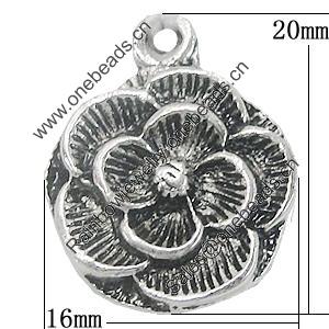 Pendant, Zinc Alloy Jewelry Findings, Flower 16x20mm, Sold by Bag