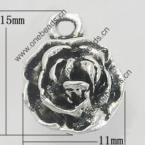 Pendant, Zinc Alloy Jewelry Findings, Heart 11x15mm, Sold by Bag