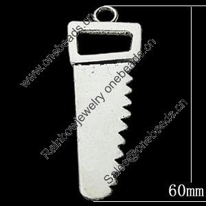 Pendant Zinc Alloy Jewelry Findings Lead-free, 21x60mm Hole:5mm, Sold by Bag