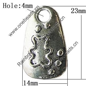 Pendant Zinc Alloy Jewelry Findings Lead-free, 14x23mm Hole:4mm, Sold by Bag
