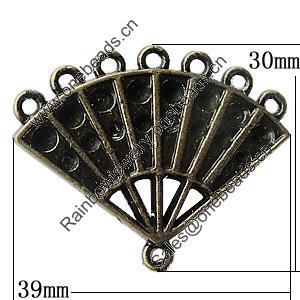 Connectors Zinc Alloy Jewelry Findings Lead-free, Sector 39x30mm Hole:2mm, Sold by Bag