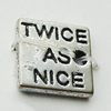 Pendant Zinc Alloy Jewelry Findings Lead-free, Square 11mm Hole:1.5mm, Sold by Bag  