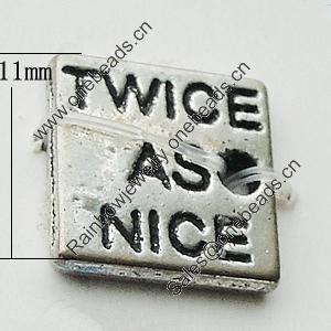 Pendant Zinc Alloy Jewelry Findings Lead-free, Square 11mm Hole:1.5mm, Sold by Bag  