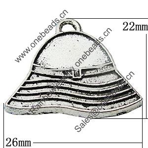 Pendant Zinc Alloy Jewelry Findings Lead-free, 26x22mm Hole:2mm, Sold by Bag  