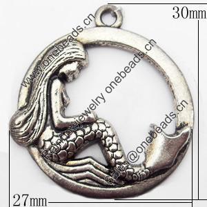 Pendant, Zinc Alloy Jewelry Findings, 27x30mm, Sold by Bag