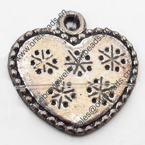 Pendant, Zinc Alloy Jewelry Findings, Heart, 17mm, Sold by Bag