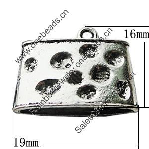 Pendant Zinc Alloy Jewelry Findings Lead-free, 19x16mm Hole:2mm, Sold by Bag