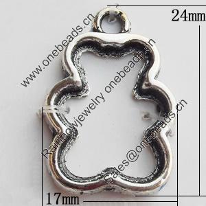 Pendant Zinc Alloy Jewelry Findings Lead-free, Hollow Bear 17x2mm, Sold by Bag