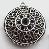 Pendant Zinc Alloy Jewelry Findings Lead-free, 37x42mm Hole:3mm, Sold by Bag