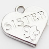 Pendant, Zinc Alloy Jewelry Findings, Heart, 18mm, Sold by Bag