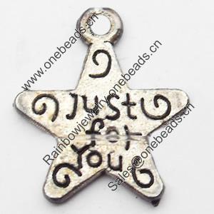 Pendant, Zinc Alloy Jewelry Findings, Star, 12x15mm, Sold by Bag