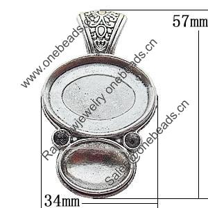 Pendant Zinc Alloy Jewelry Findings Lead-free, 34x57mm, Sold by Bag