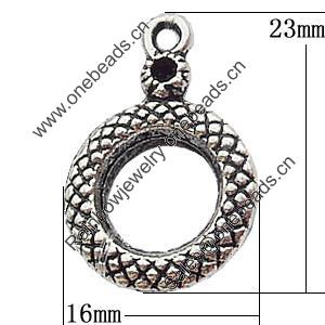 Pendant Zinc Alloy Jewelry Findings Lead-free, 16x23mm Hole:2mm, Sold by Bag