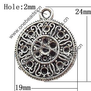 Pendant Zinc Alloy Jewelry Findings Lead-free, 19x24mm Hole:2mm, Sold by Bag