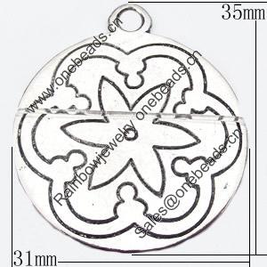 Pendant, Zinc Alloy Jewelry Findings, 31x35mm, Sold by Bag