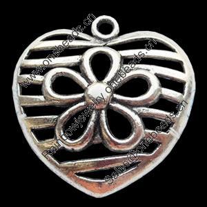 Pendant Zinc Alloy Jewelry Findings Lead-free, Heart 36x37mm Hole:3mm, Sold by Bag