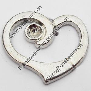 Pendant, Zinc Alloy Jewelry Findings, Heart, 21x19mm, Sold by Bag