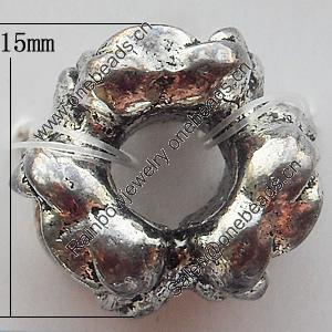 European Style Beads Zinc Alloy Jewelry Findings Lead-free, 15mm Hole:5mm, Sold by Bag