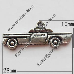 Pendant Zinc Alloy Jewelry Findings Lead-free, Car 28x10mm Hole:1.5mm, Sold by Bag