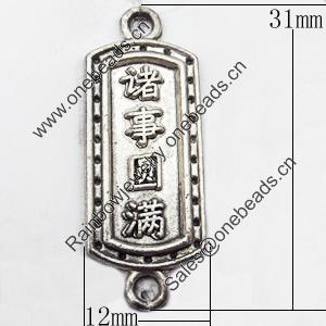 Connector, Zinc Alloy Jewelry Findings, 12x31mm, Sold by Bag