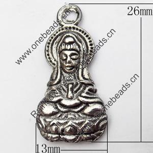 Pendant, Zinc Alloy Jewelry Findings, 13x26mm, Sold by Bag