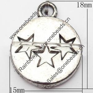 Pendant, Zinc Alloy Jewelry Findings, 15x18mm, Sold by Bag