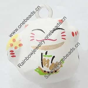 Brass Enamel Small Bell Charm, Lead-free 19x16x15mm Hole:about 2.5mm, Sold by PC