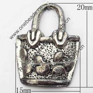 Pendant, Zinc Alloy Jewelry Findings, Bag, 15x20mm, Sold by Bag
