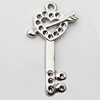 Pendant, Zinc Alloy Jewelry Findings, Key, 15x29mm, Sold by Bag