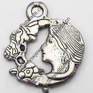 Pendant, Zinc Alloy Jewelry Findings, 14x17mm, Sold by Bag