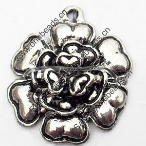 Pendant, Zinc Alloy Jewelry Findings, Flower, 25x29mm, Sold by Bag