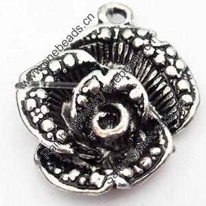 Pendant, Zinc Alloy Jewelry Findings, Flower, 22x27mm, Sold by Bag