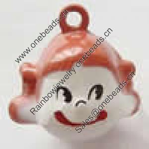 Brass Enamel Small Bell Charm, Lead-free 20x17x16mm Hole:about 2mm, Sold by PC