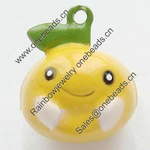 Brass Enamel Small Bell Charm, Lead-free 23x20x17.5mm Hole:about 2.5mm, Sold by PC