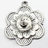 Pendant, Zinc Alloy Jewelry Findings, Flower, 27x34mm, Sold by Bag