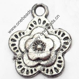 Pendant, Zinc Alloy Jewelry Findings, Flower, 15x18mm, Sold by Bag