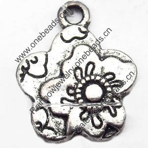 Pendant, Zinc Alloy Jewelry Findings, Flower, 15x18mm, Sold by Bag