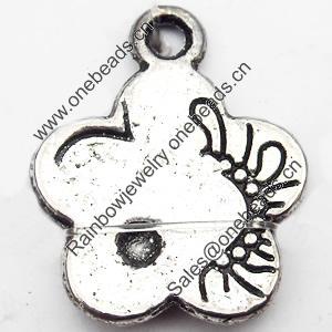 Pendant, Zinc Alloy Jewelry Findings, Flower, 15x18mm, Sold by Bag