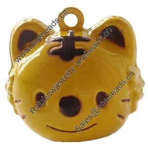 Brass Enamel Small Bell Charm, Lead-free 22x25x21mm Hole:about 2.5mm, Sold by PC