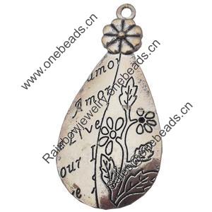 Pendant, Zinc Alloy Jewelry Findings, 25x53mm, Sold by Bag