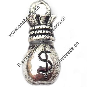 Pendant, Zinc Alloy Jewelry Findings, 7x15mm, Sold by Bag