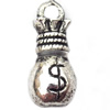 Pendant, Zinc Alloy Jewelry Findings, 7x15mm, Sold by Bag