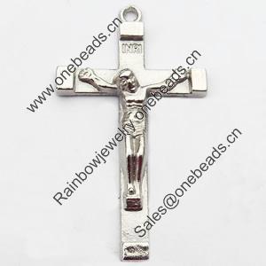 Pendant, Zinc Alloy Jewelry Findings, Cross, 26x45mm, Sold by Bag