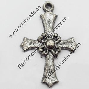 Pendant, Zinc Alloy Jewelry Findings, Cross, 27x41mm, Sold by Bag