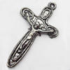 Pendant, Zinc Alloy Jewelry Findings, Cross, 23x42mm, Sold by Bag